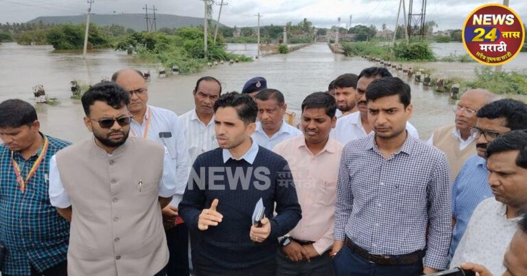 district administration inspects flood-affected areas in gokak