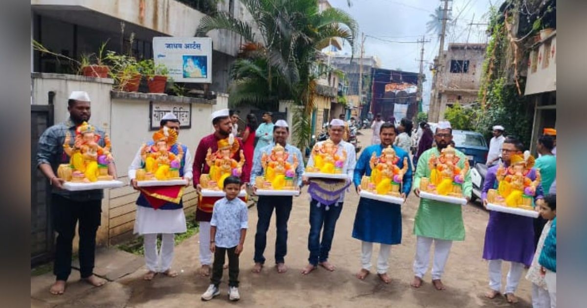 the arrival of lord ganesha in a devotional atmosphere