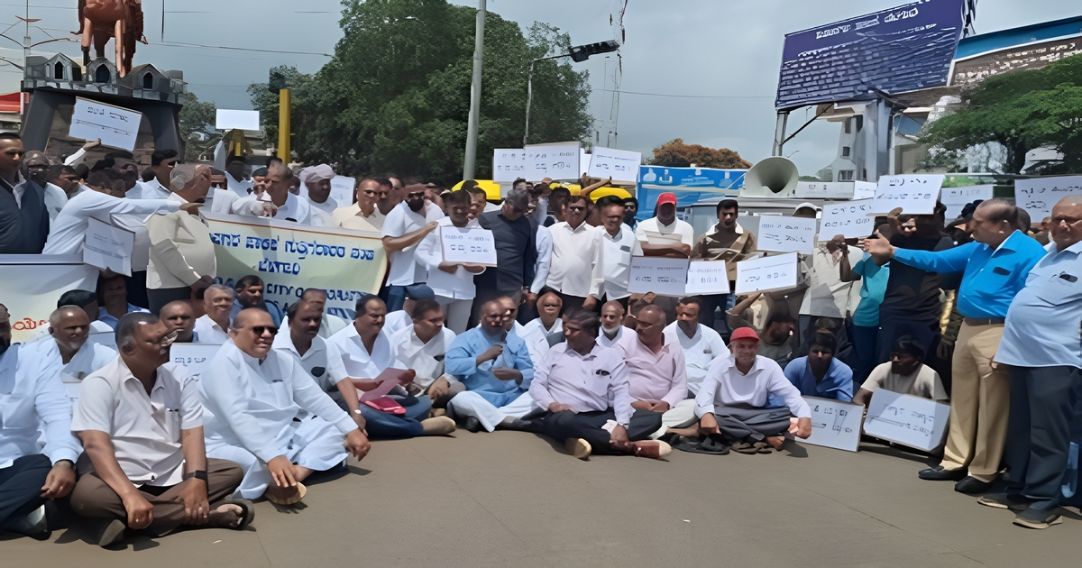 contractors march to the district collector's office against the package tender system