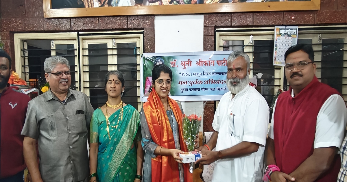 dr. shruti patil felicitated on behalf of shri ram sena hindustan and maratha community