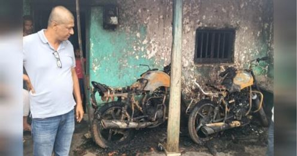 two bikes set on fire by unidentified persons in hundur