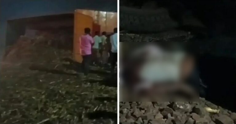 biker dies after sugarcane laden trolley overturns