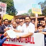 football fans protest strongly in belgaum against corruption in the district football association
