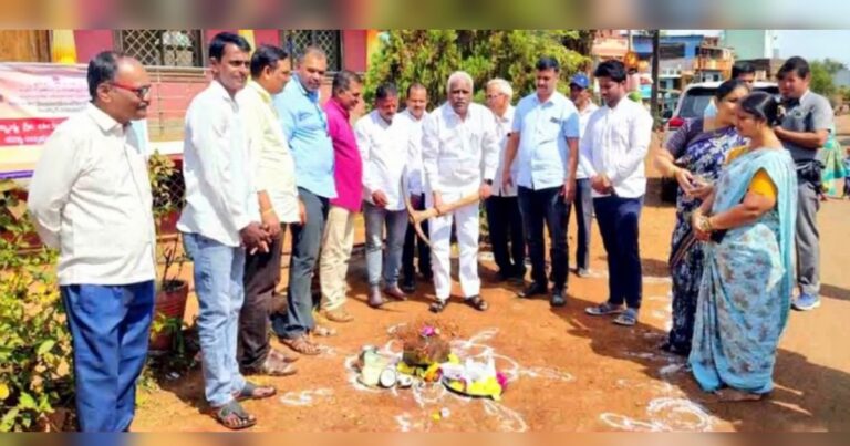 mp iranna kadadi lays foundation stone for bus shelters in belgaum rural