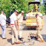 police take action against noisy silencers in belgaum