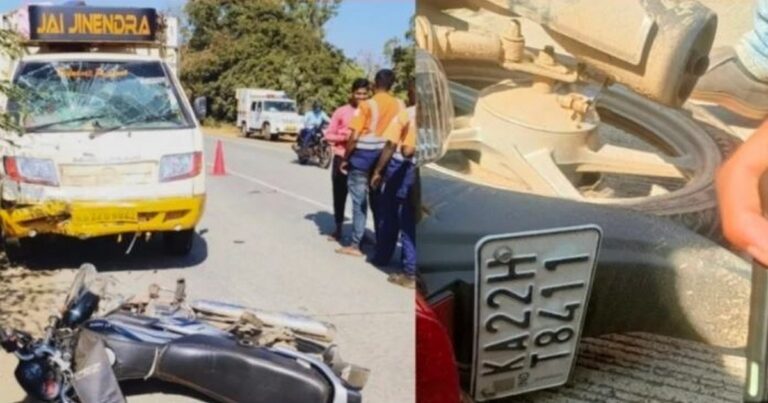 a cargo vehicle and a two-wheeler collided head on