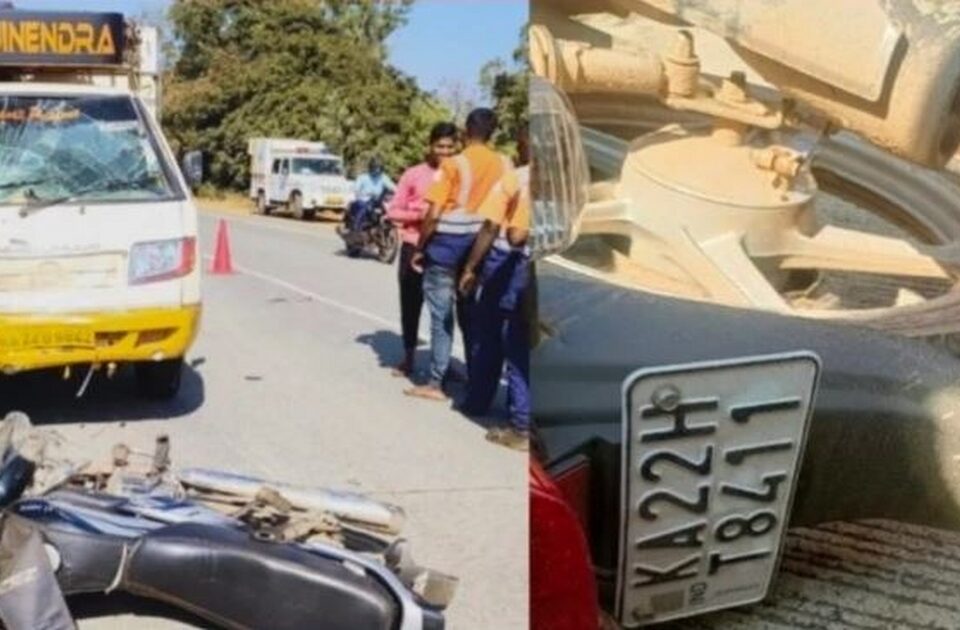a cargo vehicle and a two-wheeler collided head on