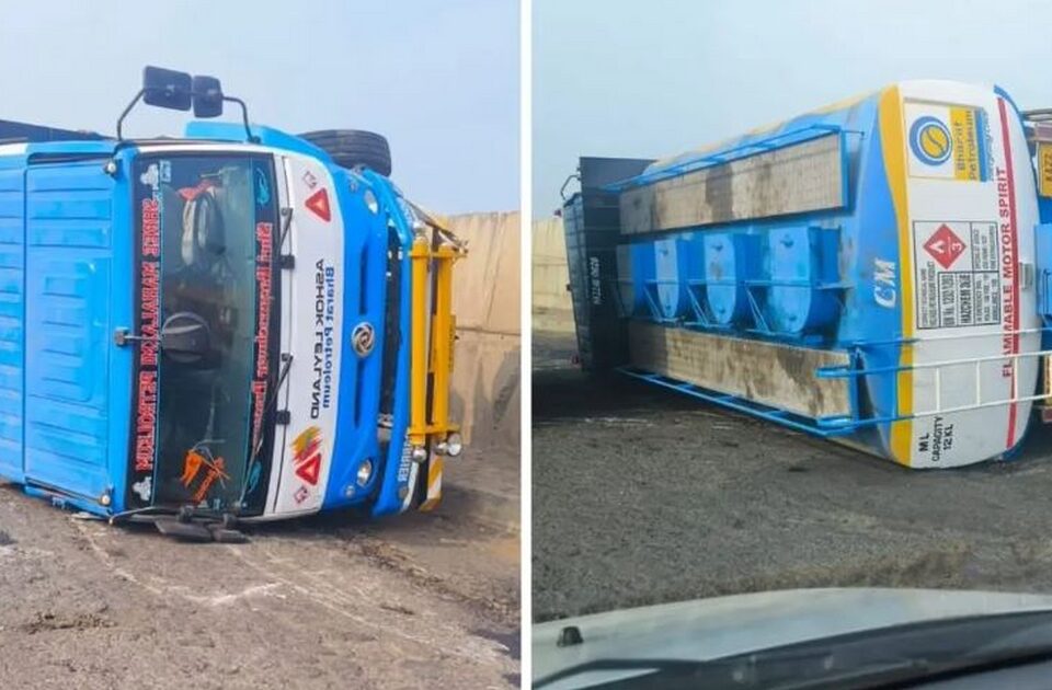 a tanker transporting fuel overturned near benkoli