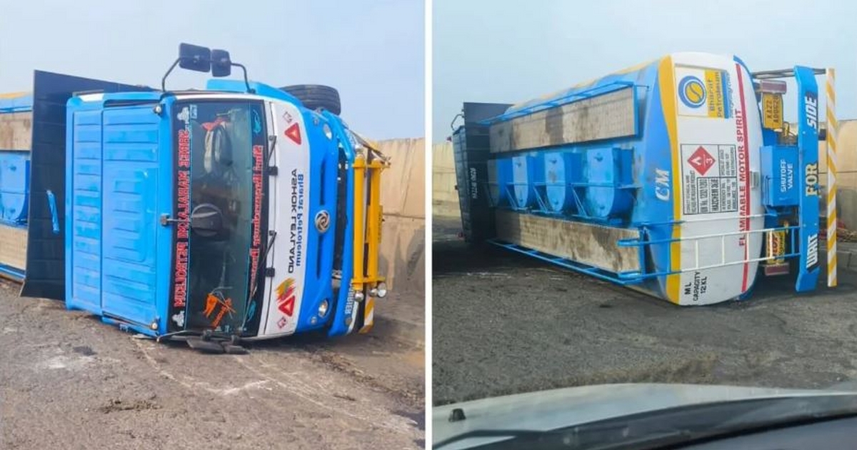 a tanker transporting fuel overturned near benkoli