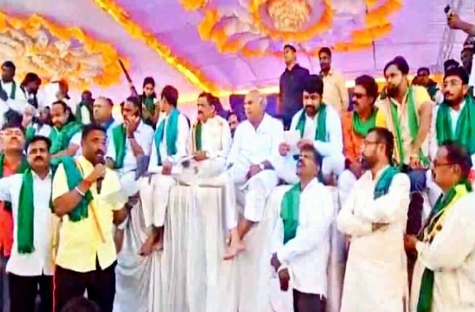 farmers protest in front of suvarnasaudh for verious demands