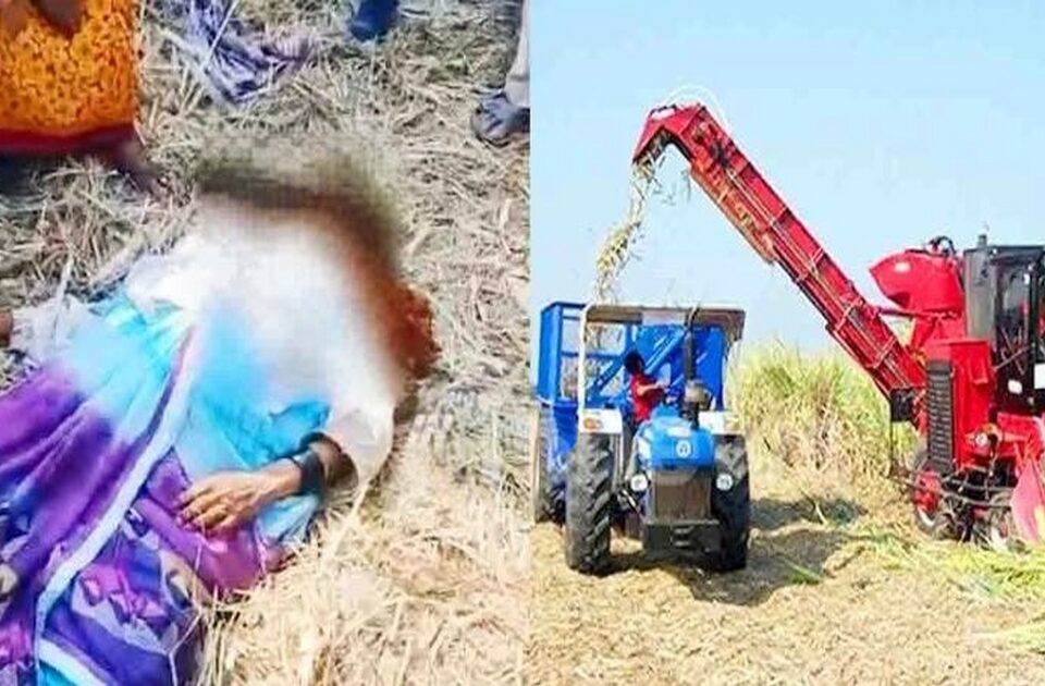 two female laborers died on the spot after getting trapped in a sugarcane harvesting machine
