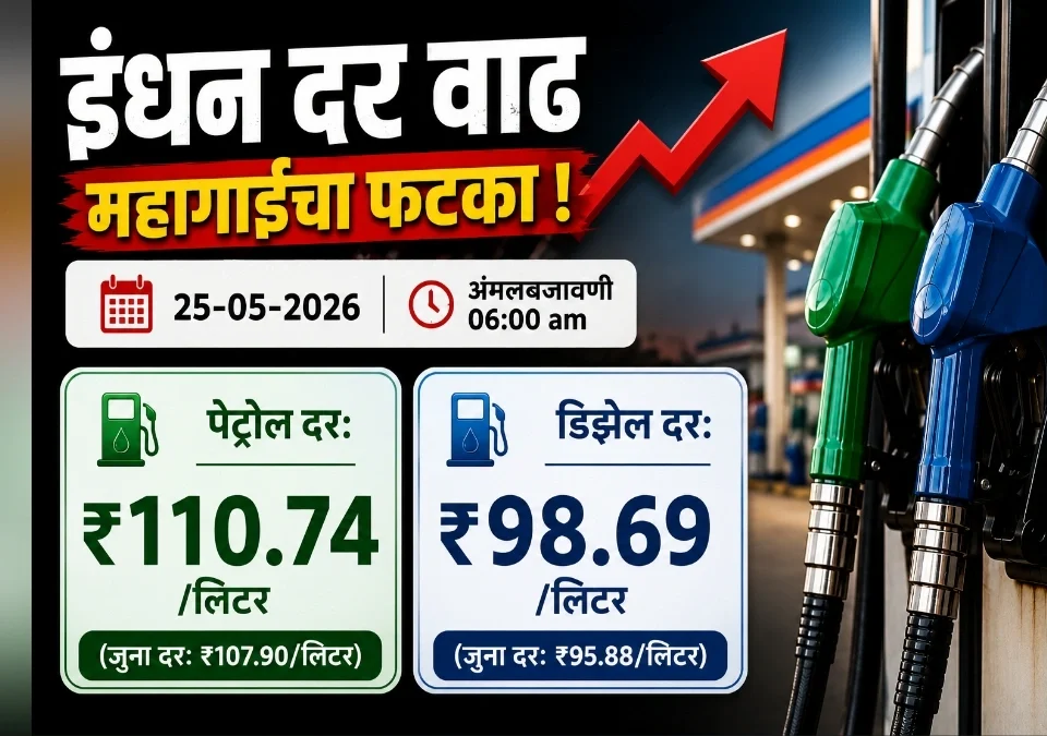 indhan darvadhicha phataka ; belgaavat petrol 110.74 tar diesel 98.69 rupyanvar