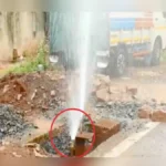 yediyurappa margavaril jalvahinila galti ; hajaro liter pani rastyavar