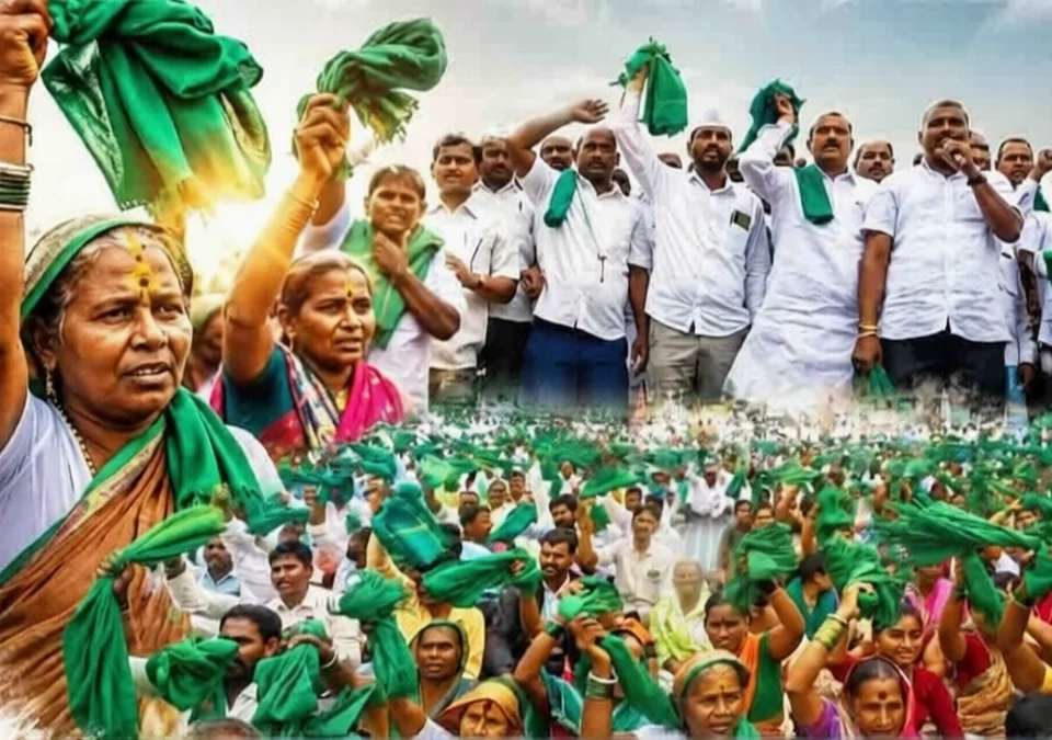 chikkodit shetkaryanche bhavya andolan