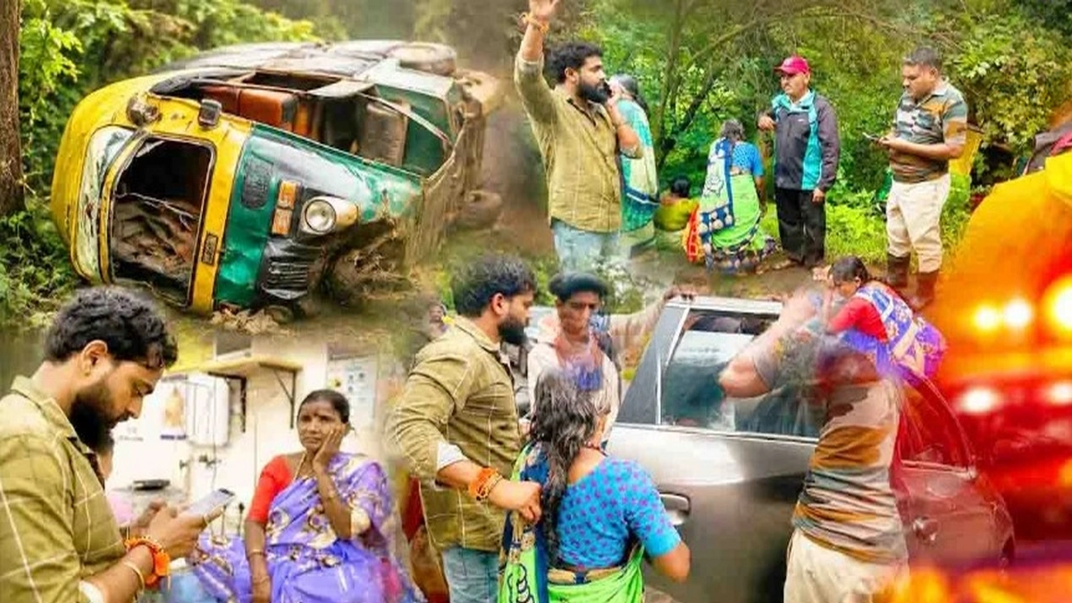 khanapur-jamboti rastyavar rickshaw ultali ; saat jan jakhmi