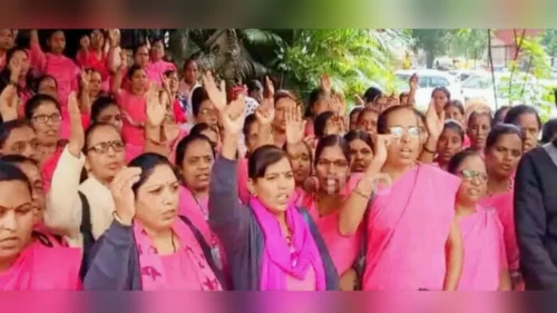 atirikta kamavirodhat belgaavat asha karyakartyanche andolan