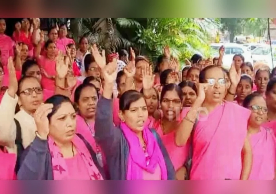 atirikta kamavirodhat belgaavat asha karyakartyanche andolan