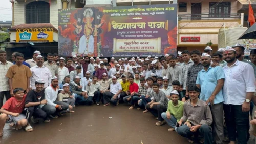 belgaavchya rajache shri ganesh khamb muhurtamedh pujan utsahat sampanna