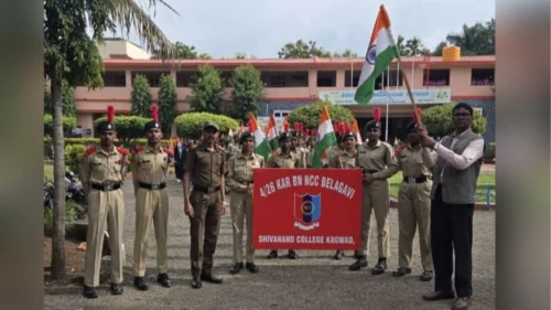 shivanand mahavidyalayachya ncc vibhagatarfe har ghar tiranga prabhateri utsahat