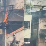 tenginkeri gallit vijechya khambavaril electric boxla achanak aag