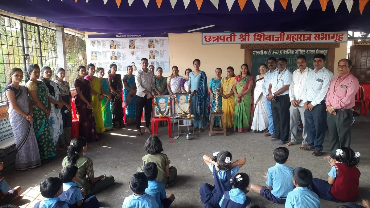 yellur kps marathi model shalet mahatma gandhi-lalbahadur shastri jayanti utsahat